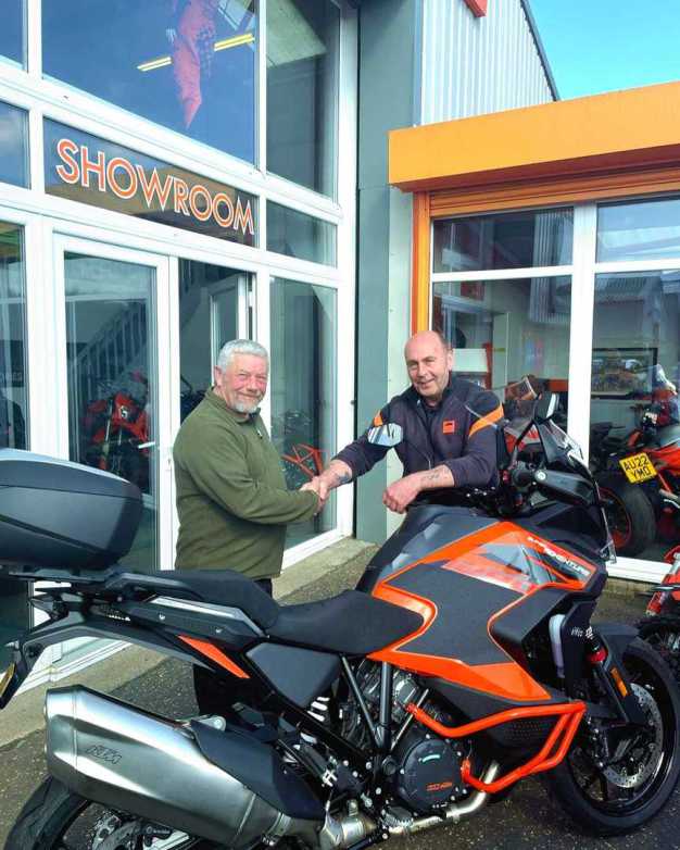 With Pete our instructor collecting his new KTM 1290 Adventure, 25th April